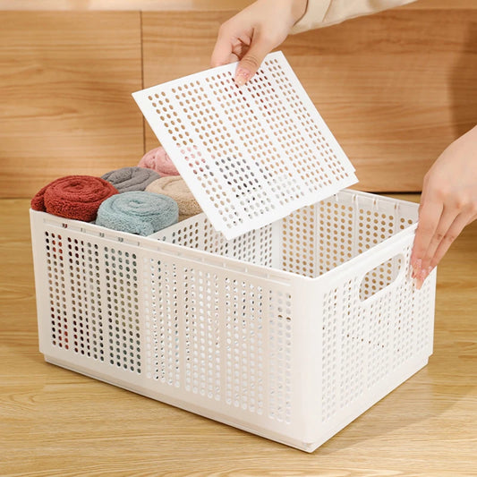 Foldable Storage Basket | Adjustable Closet Organizer Box for Clothes & Underwear