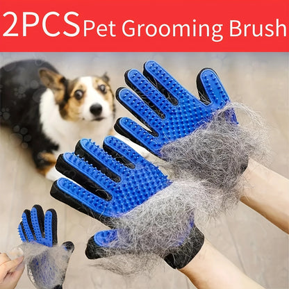 2PC Pet Grooming Gloves | Hair Removal & Massage Mitts for Dogs & Cats