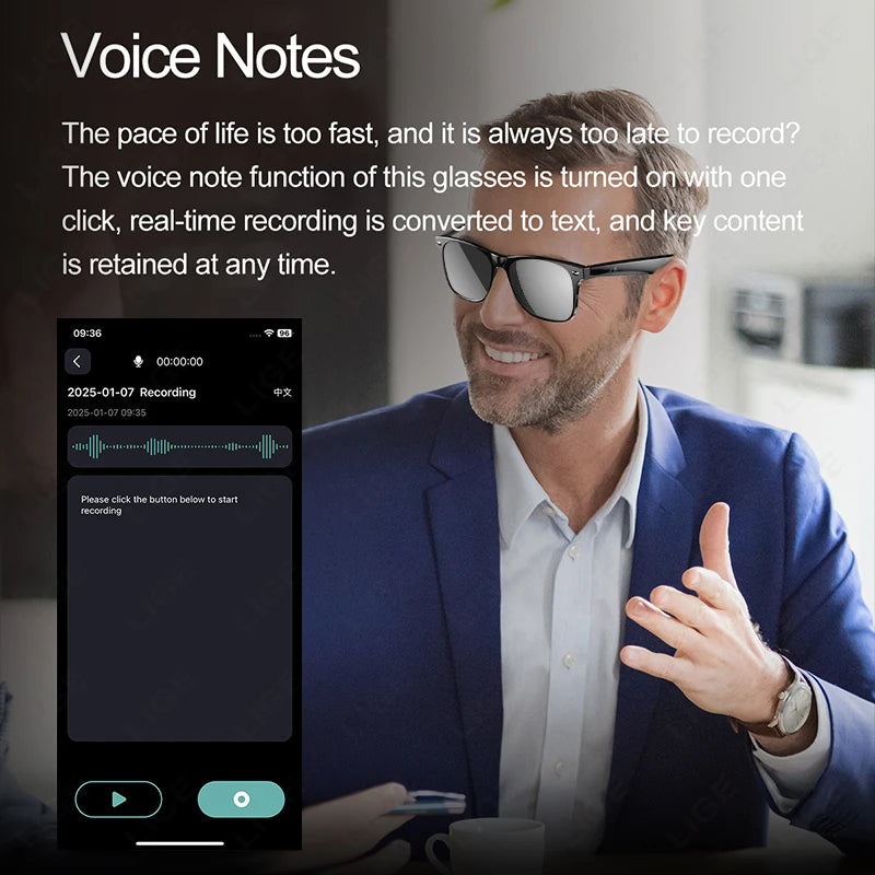 AI Smart Glasses | High-Tech Eyewear with Sunglass, Blue Light & Myopia Lens Options