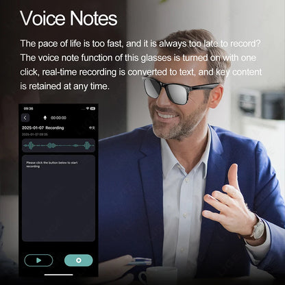 AI Smart Glasses | High-Tech Eyewear with Sunglass, Blue Light & Myopia Lens Options