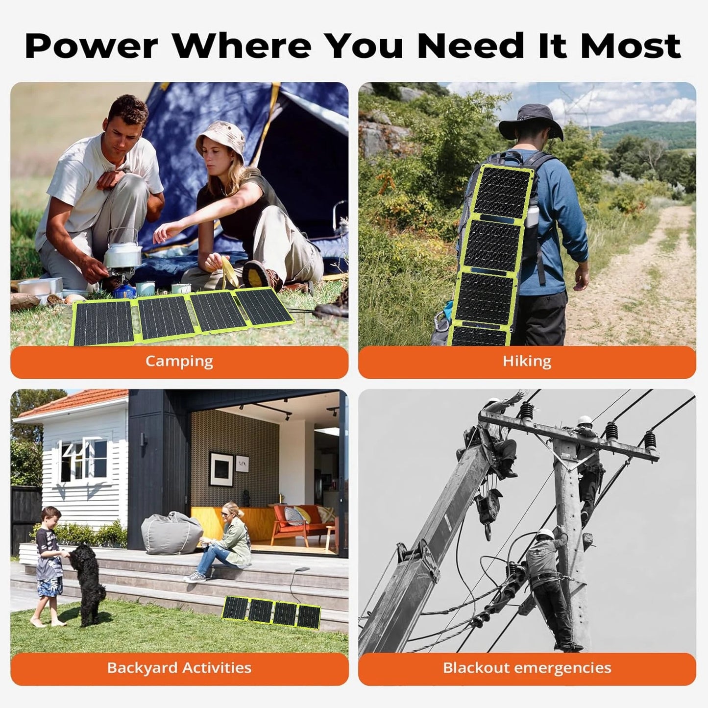 Portable Solar Charger Panel | 21W–80W Flexible USB & DC Charger for Camping
