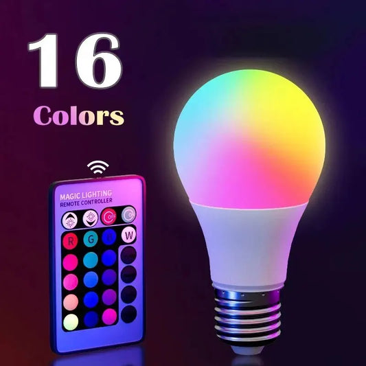 RGB LED Bulb with Remote | 16-Color E27 Dimmable Smart Light for Home