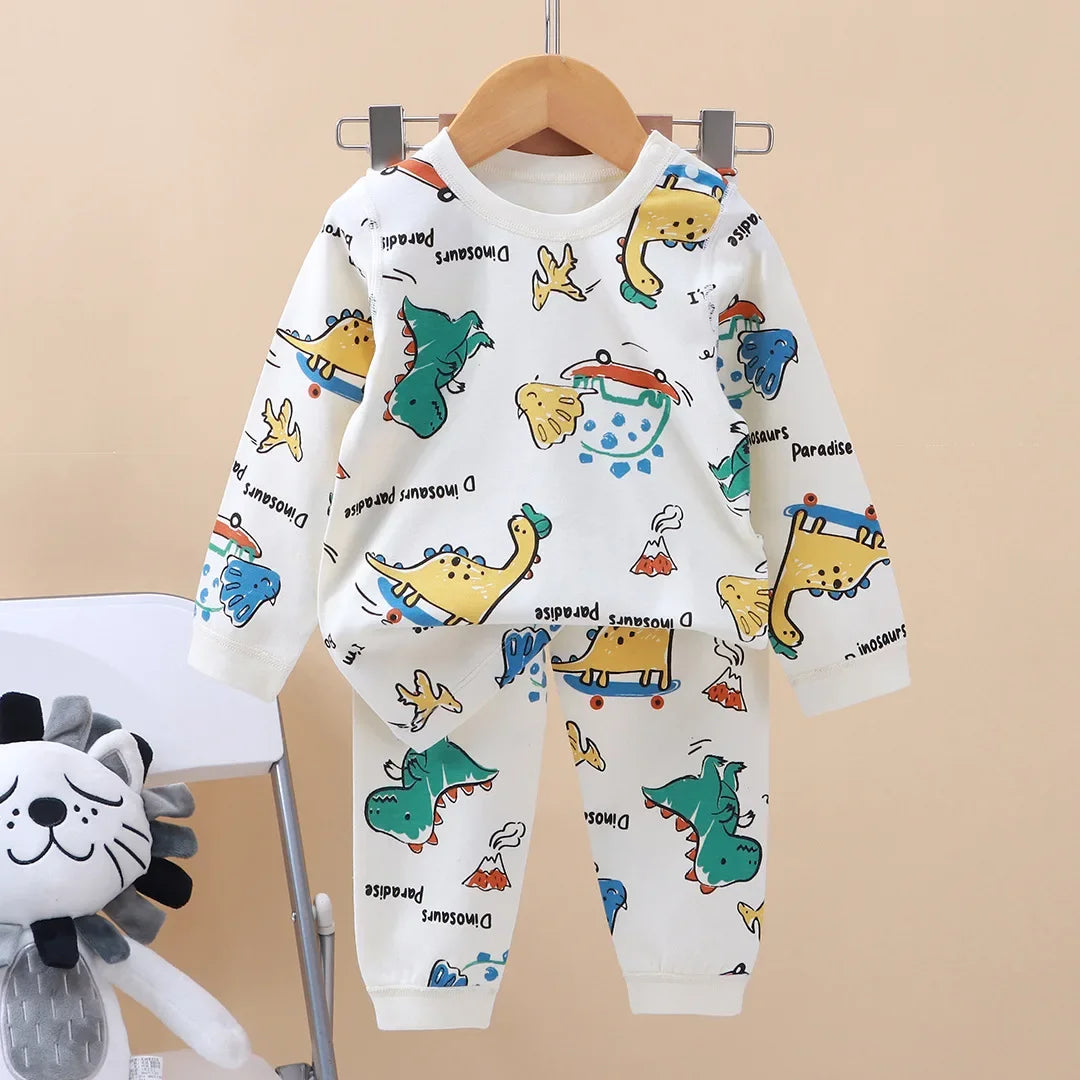 Kids Cartoon Pajama Set | 2024 Long Sleeve Toddler Sleepwear with T-Shirt & Pants