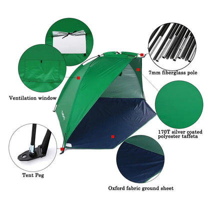 2-Person Beach Tent | Ultralight UV Protection Shade Shelter for Outdoor Use