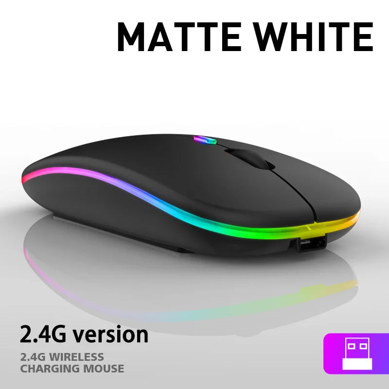Rechargeable Wireless Mouse | Bluetooth & 2.4G USB Portable Luminous Mouse for PC, Laptop & Tablet