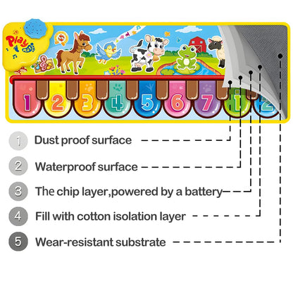 Musical Piano Floor Mat | Interactive Kids Playmat with Music & Animal Sounds