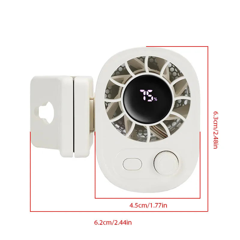 Car Clip-On Fan | 360° Rotatable USB Rechargeable Fan with 100 Speeds