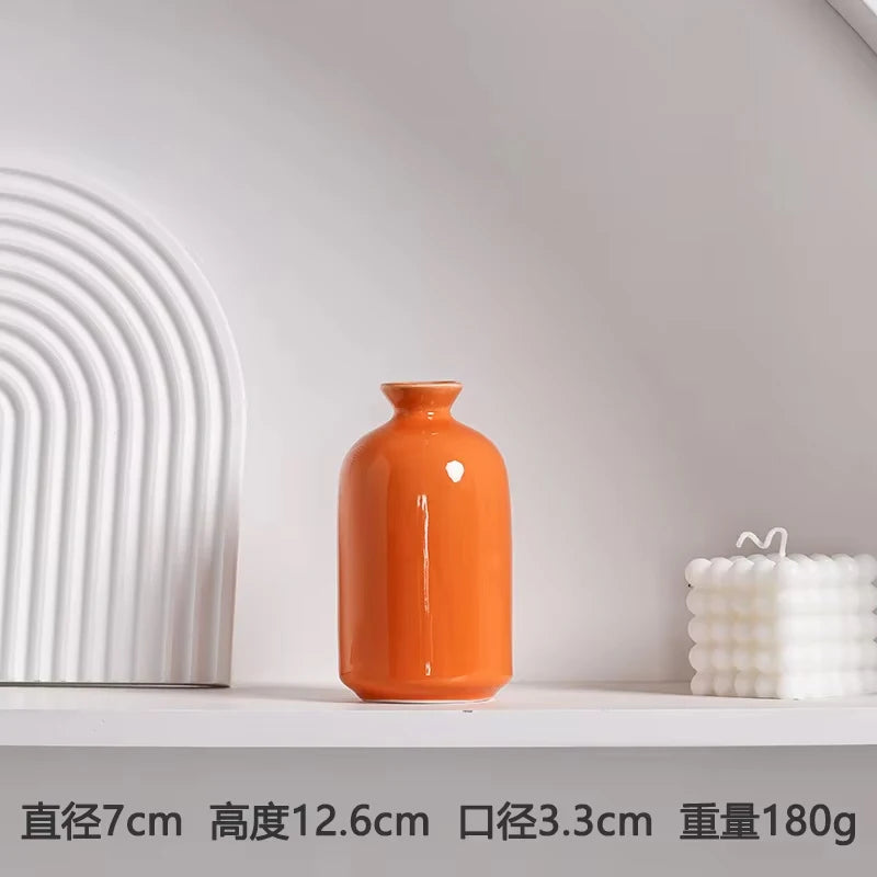 Modern Ceramic Vase | Minimalist Orange Home Décor Flower Vase