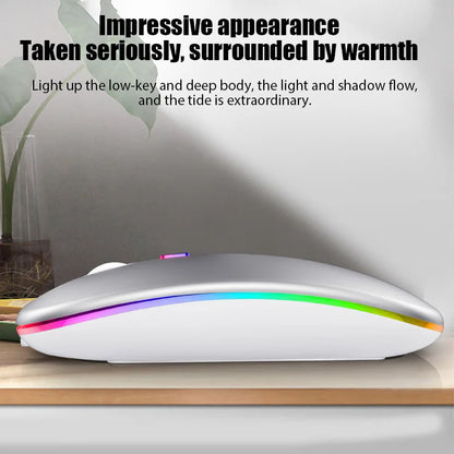 Rechargeable Wireless Mouse | Bluetooth & 2.4G USB Portable Luminous Mouse for PC, Laptop & Tablet