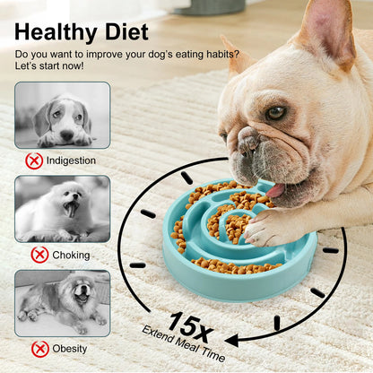 “Dog Slow Feeder Bowl | Non-Slip Anti-Gulping Food Dish for Puppies & Large Dogs