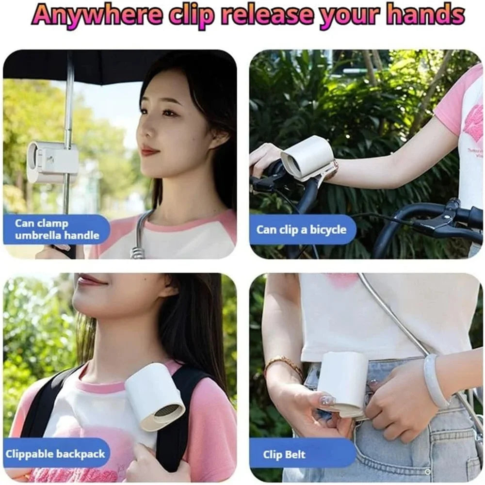 Mini Car Clip Fan | 360° Rotatable USB Rechargeable Fan with 100 Speeds