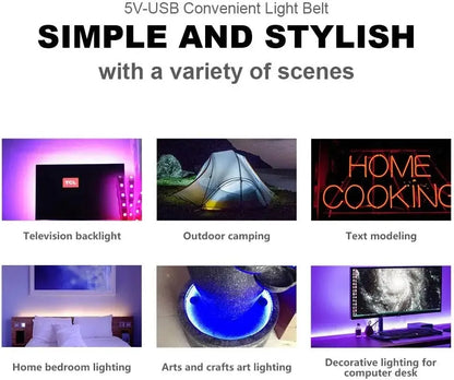 LED TV Backlight Strip | USB RGB Bluetooth Lights with Remote for Bedroom & Party