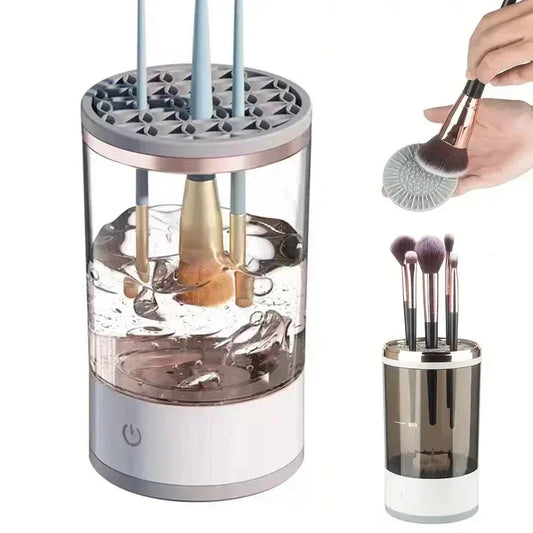 Portable Electric Makeup Brush Cleaner | USB Quick Cleaning Machine with Brush Collars