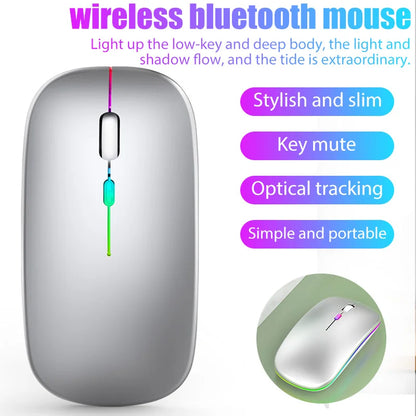 Rechargeable Wireless Mouse | Bluetooth & 2.4G USB Portable Luminous Mouse for PC, Laptop & Tablet