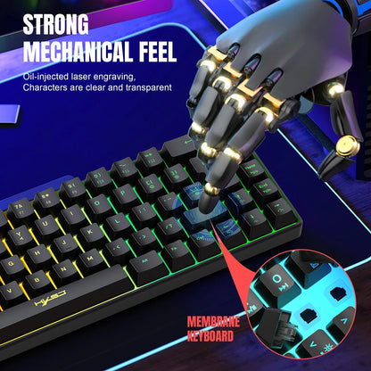 H61K Gaming Keyboard | Mini Wired Mechanical Feel Keyboard with 19-Key Anti-Ghosting